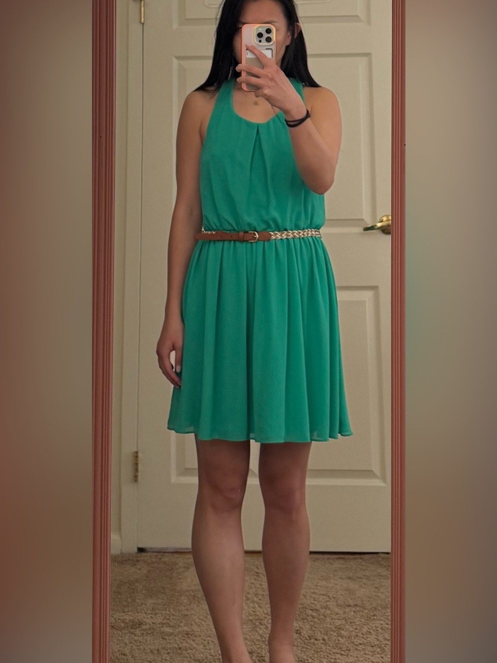 Green Chiffon A-Line Dress